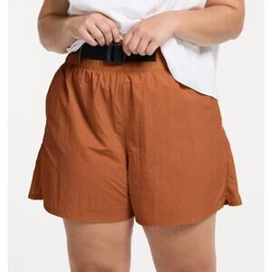 FLX 100% Nylon Orange Elastic Waist Adjustable Windbreaker Athletic Shorts Sz 2X